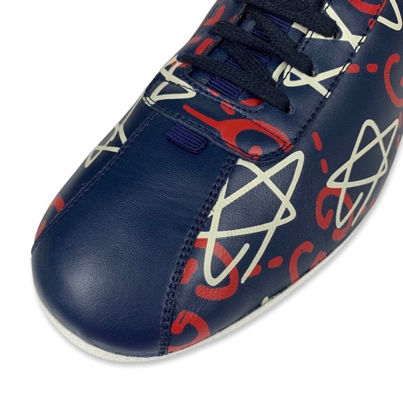 Gucci Ghost Red White and Navy High Top Leather Sneakers - Picture 10 of 16
